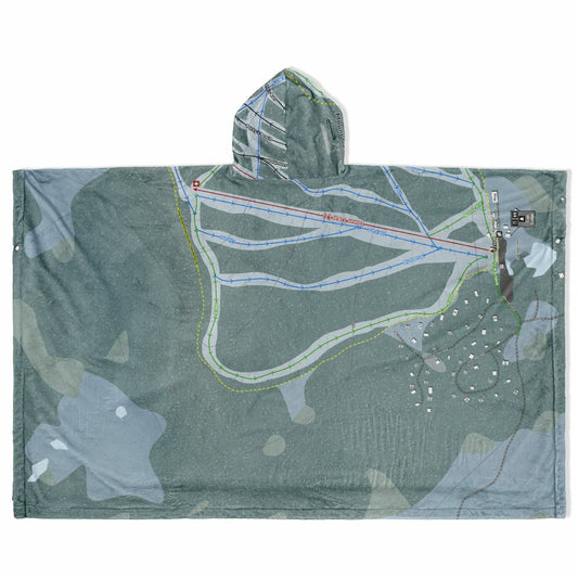 Mount Cain, British Columbia Ski Resort Map Flannel Blanket Poncho
