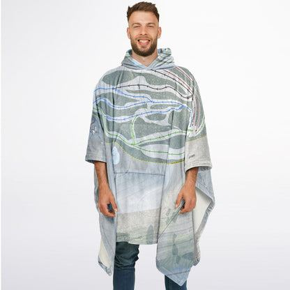 Song Mountain, New York Ski Resort Map Flannel Blanket Poncho