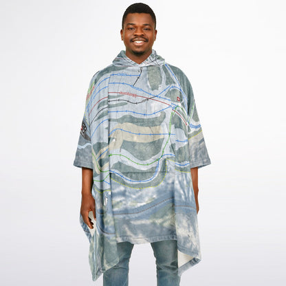 Mont Ripley, Michigan Ski Resort Map Flannel Blanket Poncho