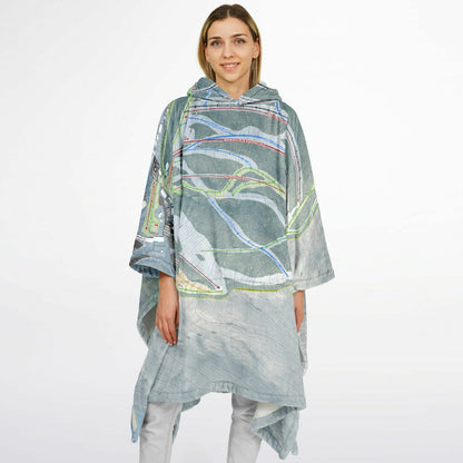 Jiminy Peak, Massachusetts Ski Resort Map Flannel Blanket Poncho
