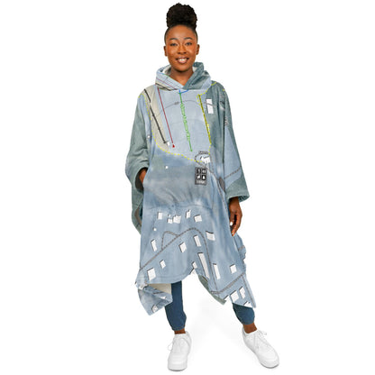 Storrs Hill, New Hampshire Ski Resort Map Flannel Blanket Poncho