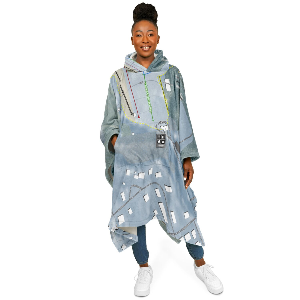 Storrs Hill, New Hampshire Ski Resort Map Flannel Blanket Poncho