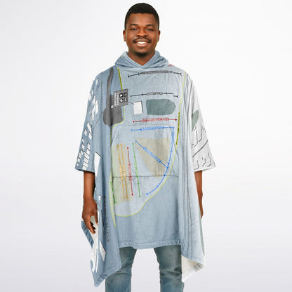 Edmonton Ski Club, Alberta Ski Resort Map Flannel Blanket Poncho
