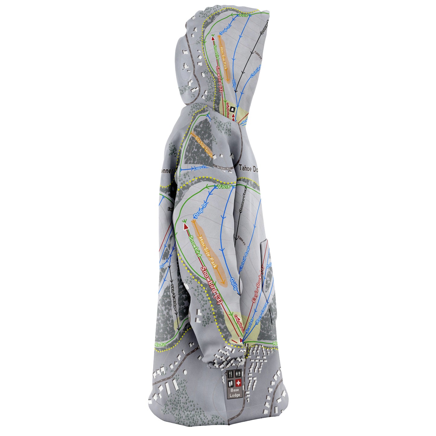 Tahoe Donner, California Ski Trail Map - Snug Hoodie - Powderaddicts