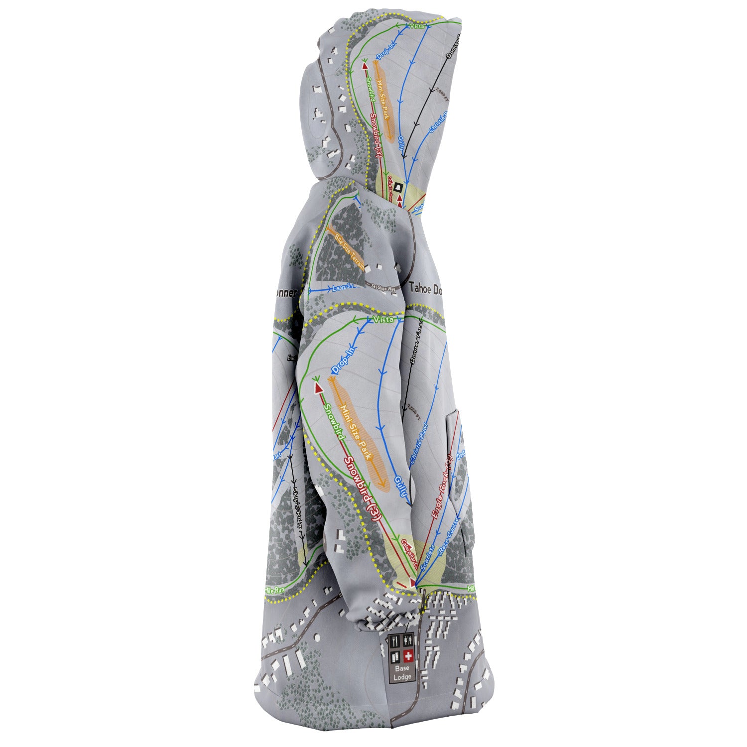 Tahoe Donner, California Ski Trail Map - Snug Hoodie