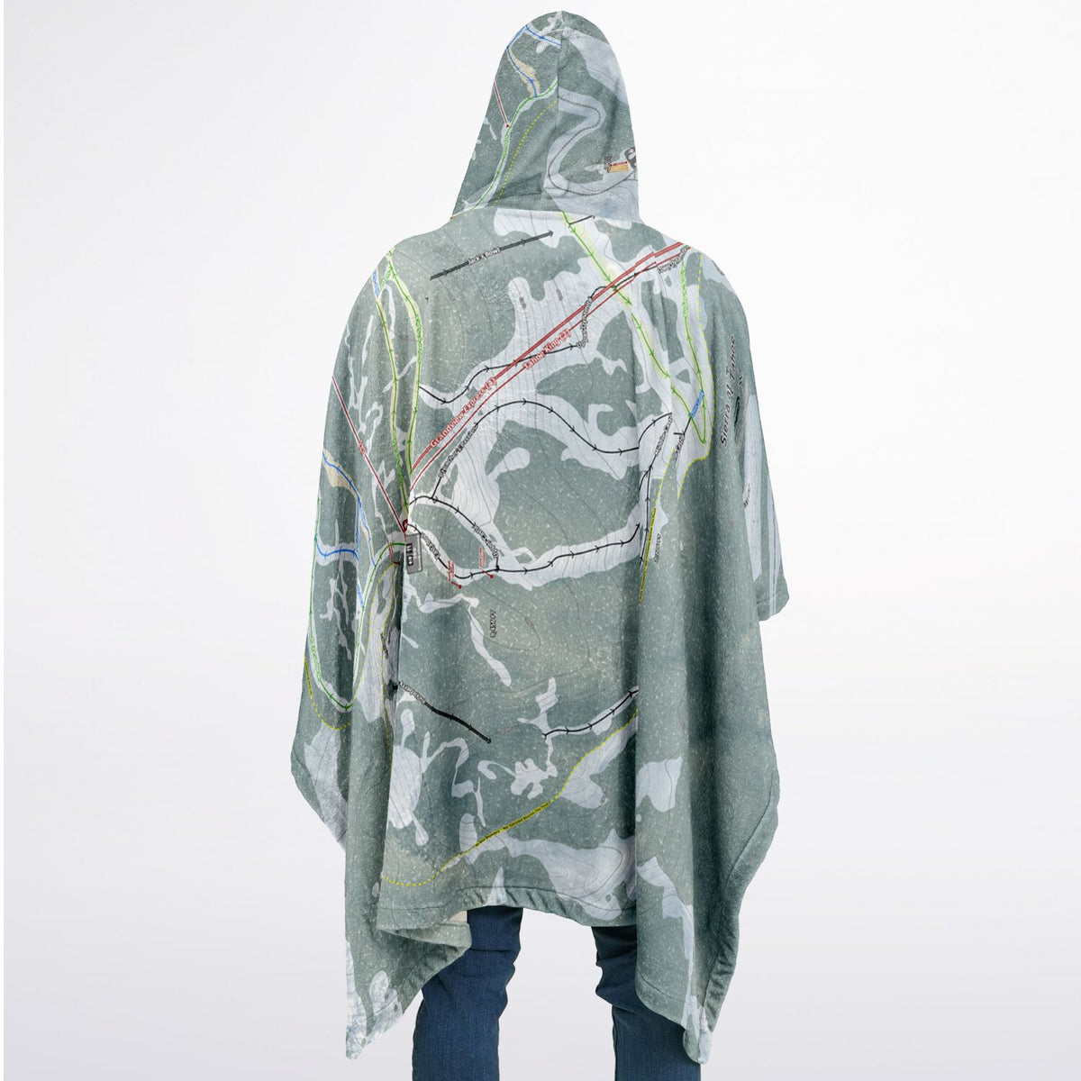 Sierra At Tahoe, California Ski Resort Map Flannel Blanket Poncho