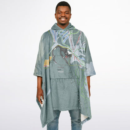 Hoodoo, Oregon Ski Resort Map Flannel Blanket Poncho
