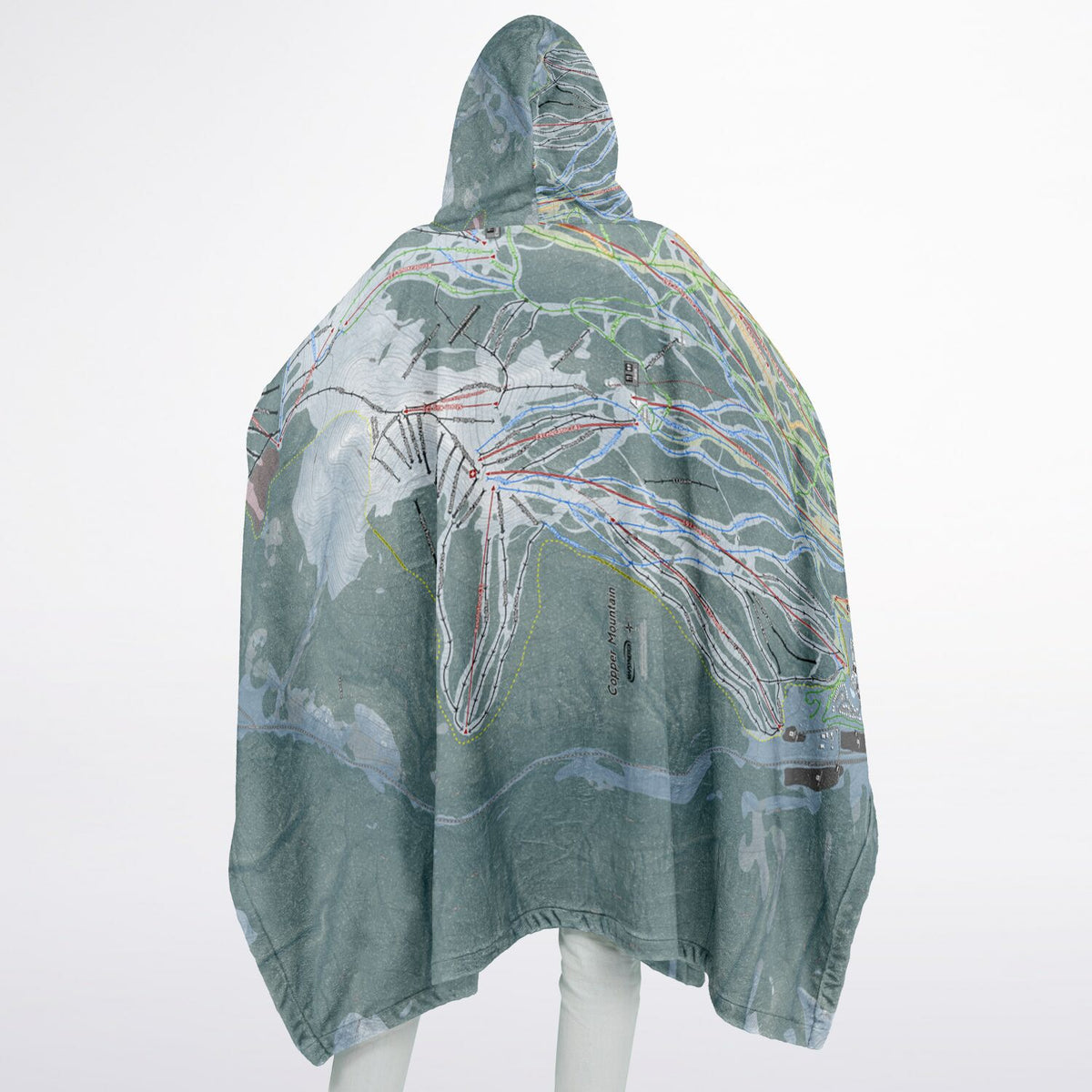 Copper Mountain, Colorado Ski Resort Map Flannel Blanket Poncho