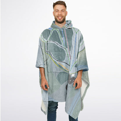 Haute Gaspesie, Quebec Ski Resort Map Flannel Blanket Poncho