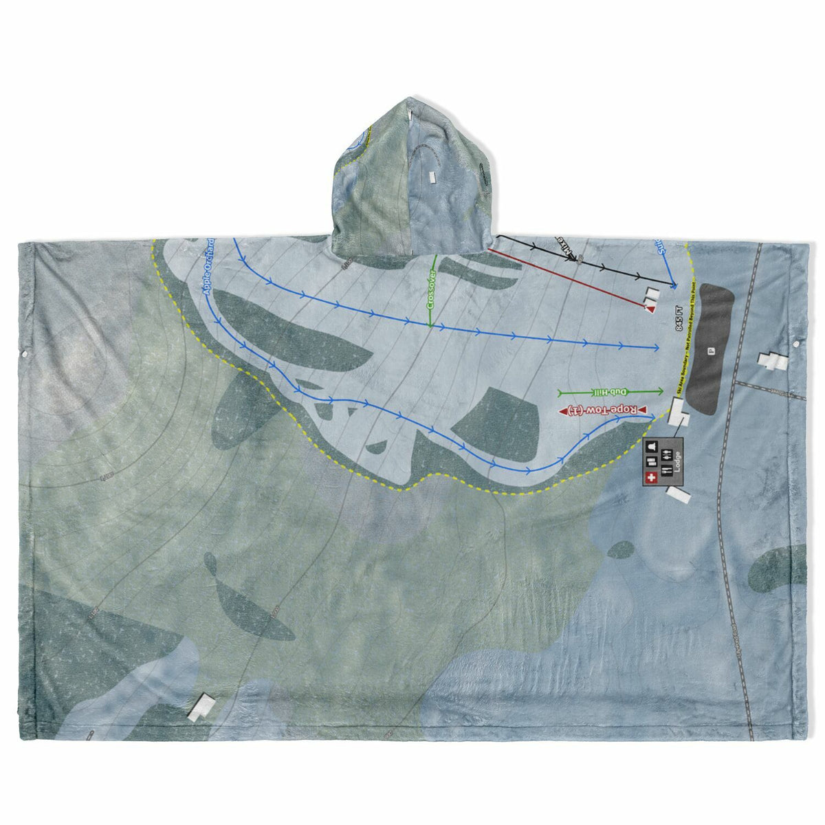 Lyndon Outing Club, Vermont Ski Resort Map Flannel Blanket Poncho