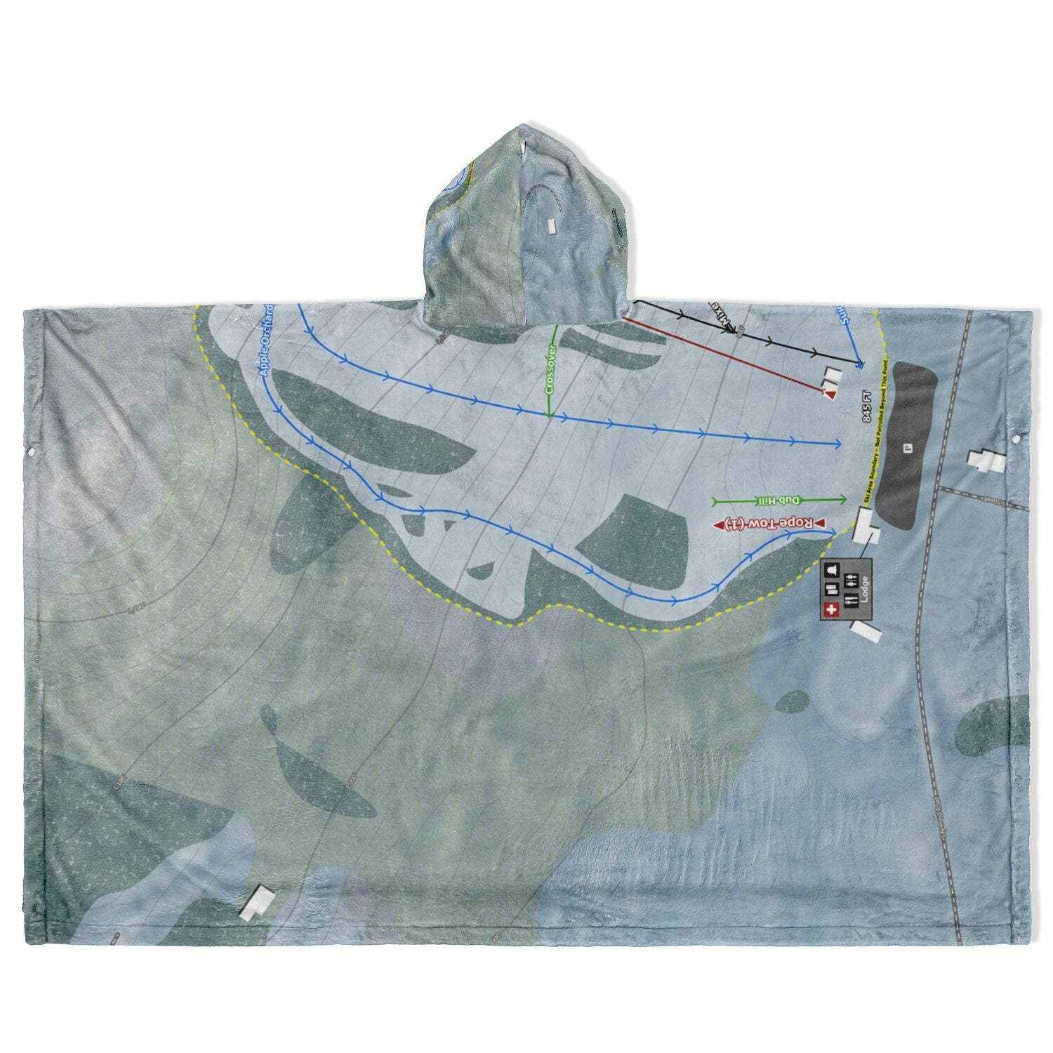 Lyndon Outing Club, Vermont Ski Resort Map Flannel Blanket Poncho