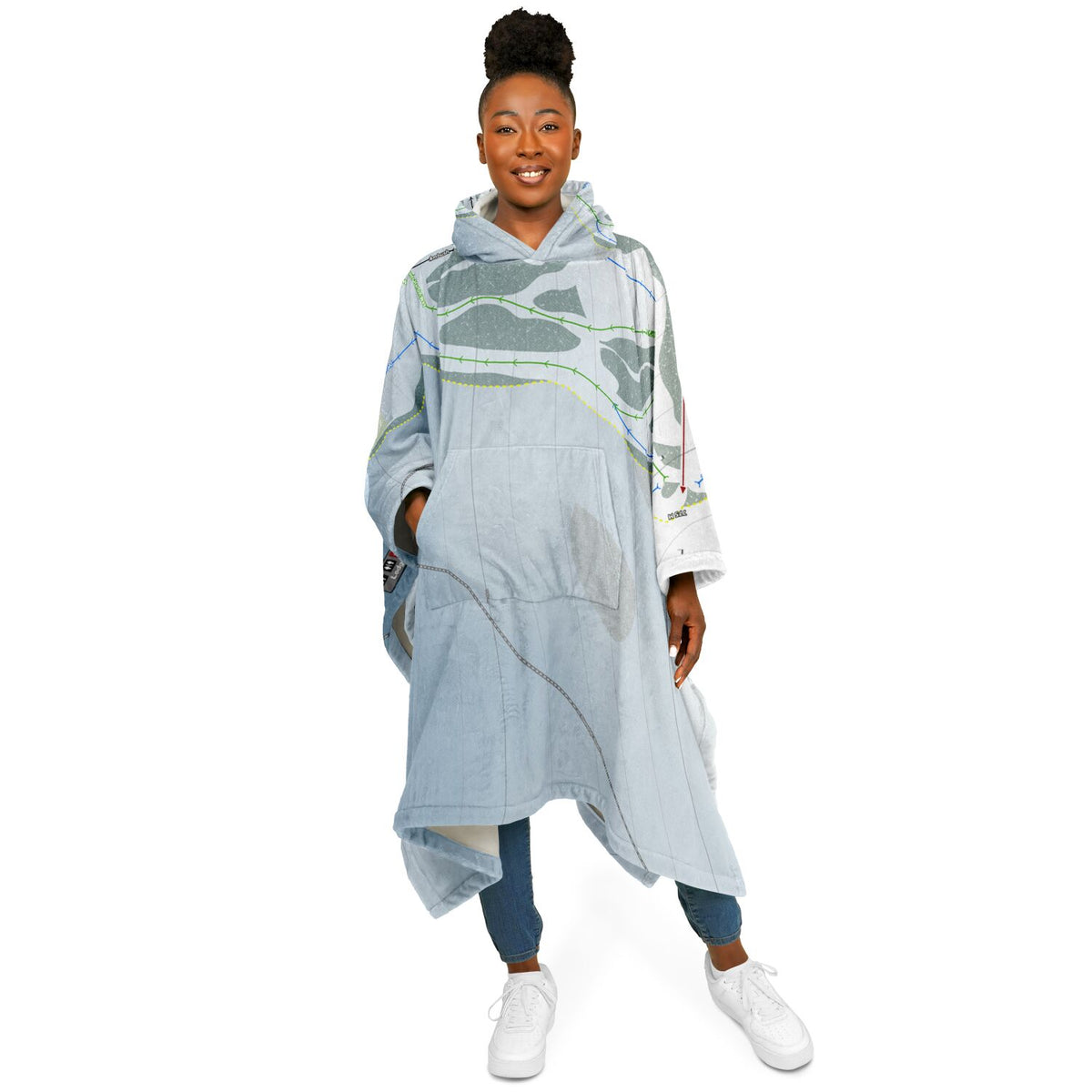 Mount Joy, Alberta Ski Resort Map Flannel Blanket Poncho