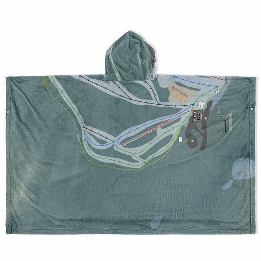 Fairmont Hot Springs, British Columbia Ski Resort Map Flannel Blanket Poncho