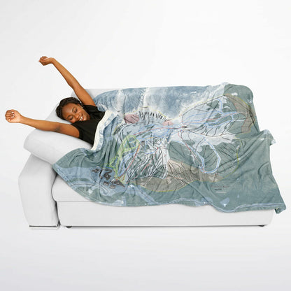 Arapahoe Basin, Colorado Ski Resort Map Flannel Blanket Poncho