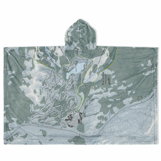 Bear Valley Mountain, California Ski Resort Map Flannel Blanket Poncho