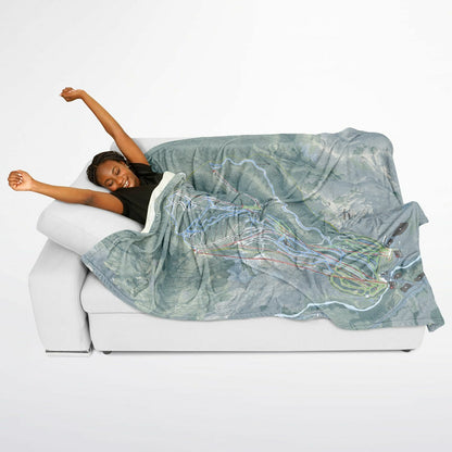Whiteface Mountain, New York Ski Resort Map Flannel Blanket Poncho