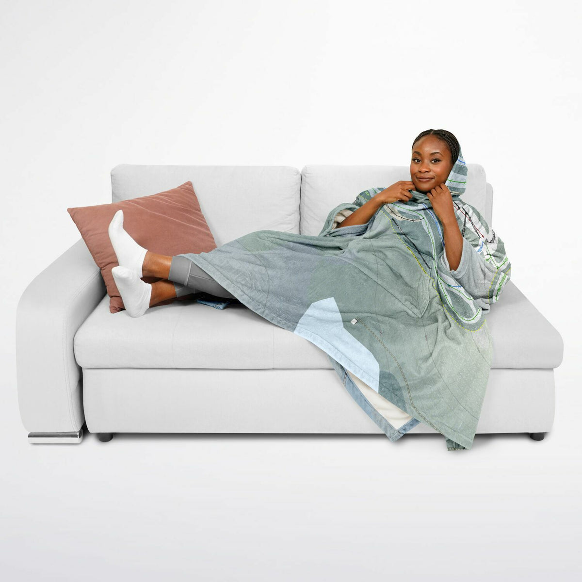 Mont Avalanche, Quebec Ski Resort Map Flannel Blanket Poncho