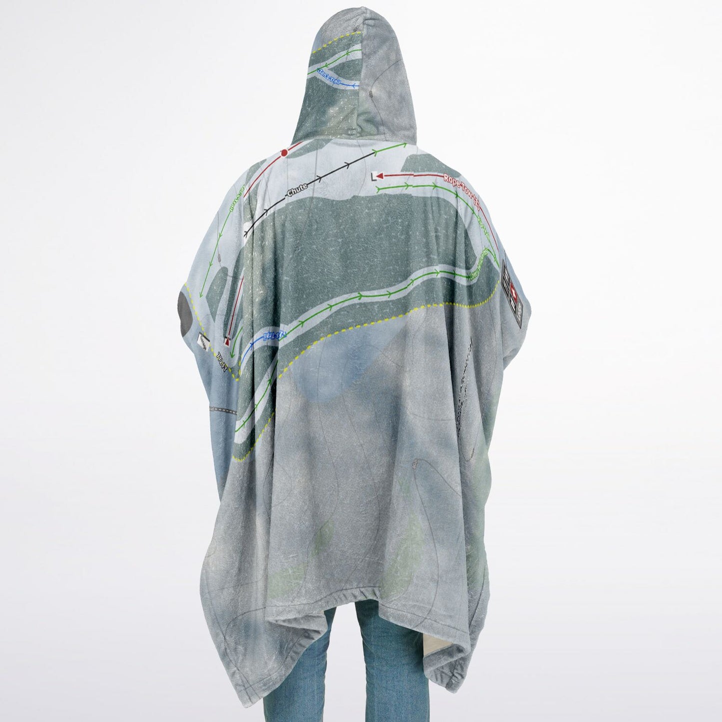 Veterans Memorial, New Hampshire Ski Resort Map Flannel Blanket Poncho