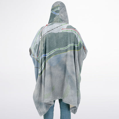 Veterans Memorial, New Hampshire Ski Resort Map Flannel Blanket Poncho