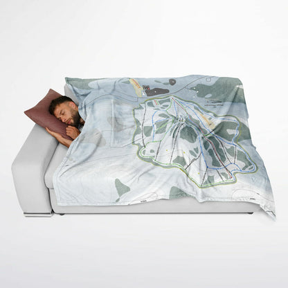 Magic Mountain, Idaho Ski Resort Map Flannel Blanket Poncho