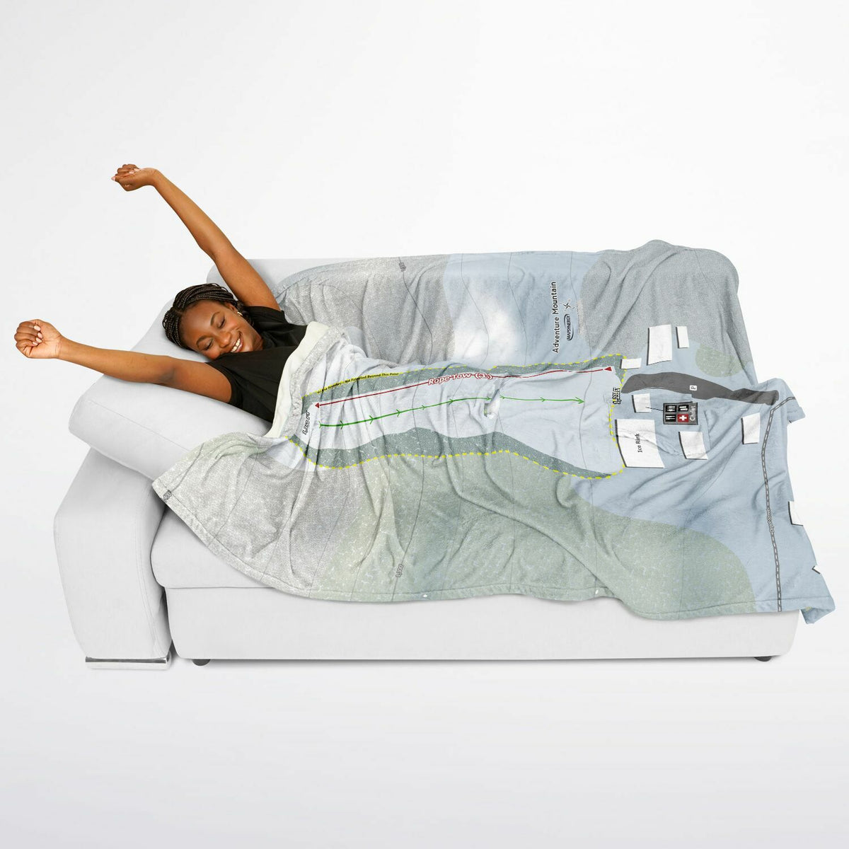 Adventure Mountain, Michigan Ski Resort Map Flannel Blanket Poncho