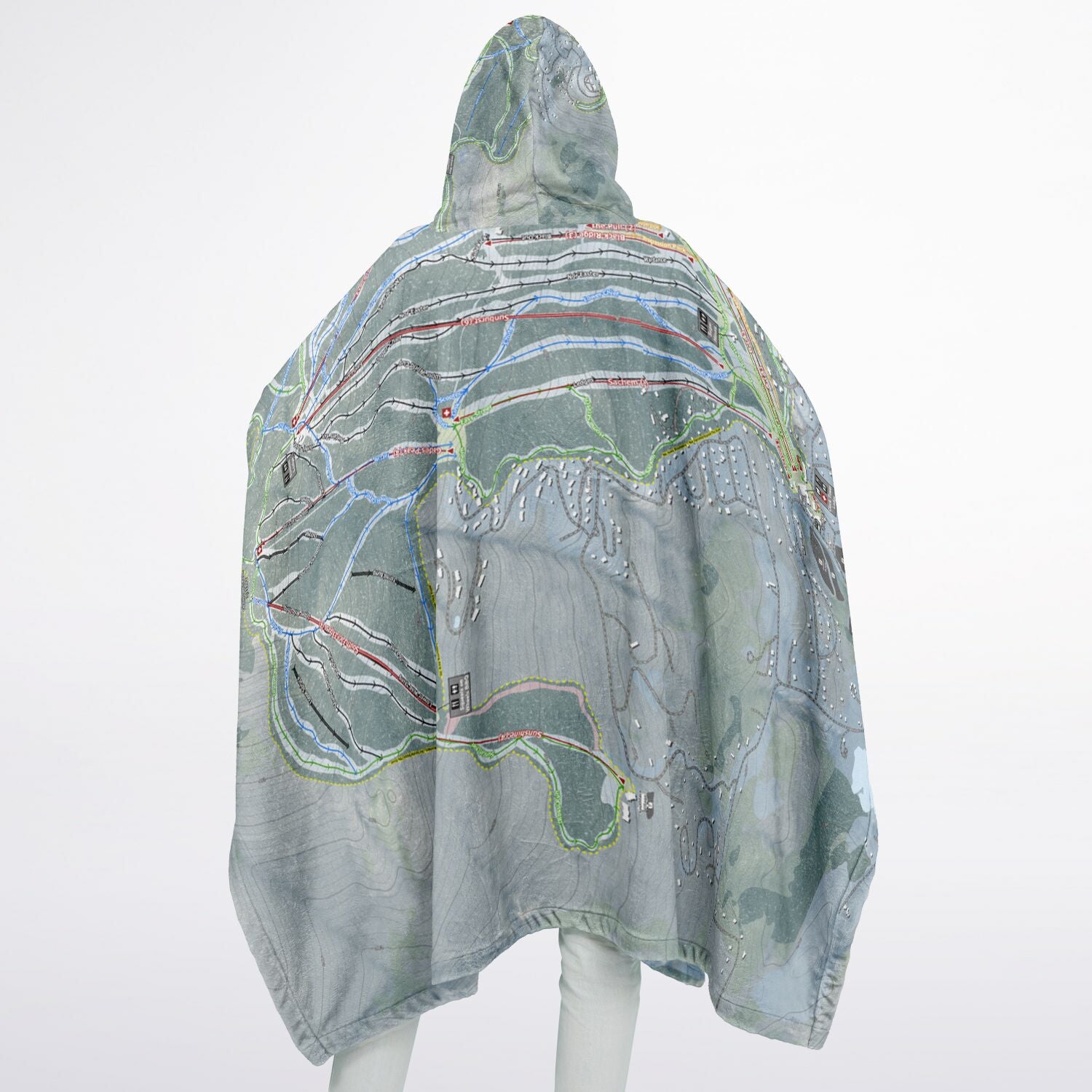 Okemo Mountain, Vermont Ski Resort Map Flannel Blanket Poncho