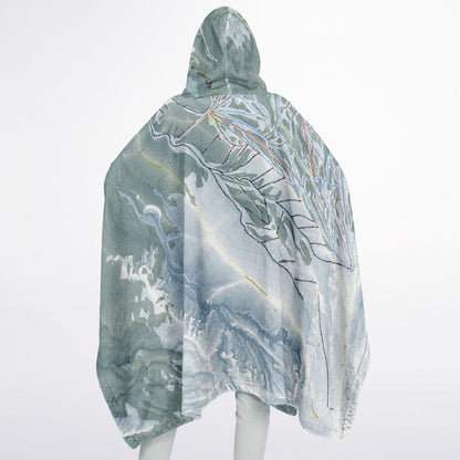 Mt Hood Meadows, Oregon Ski Resort Map Flannel Blanket Poncho