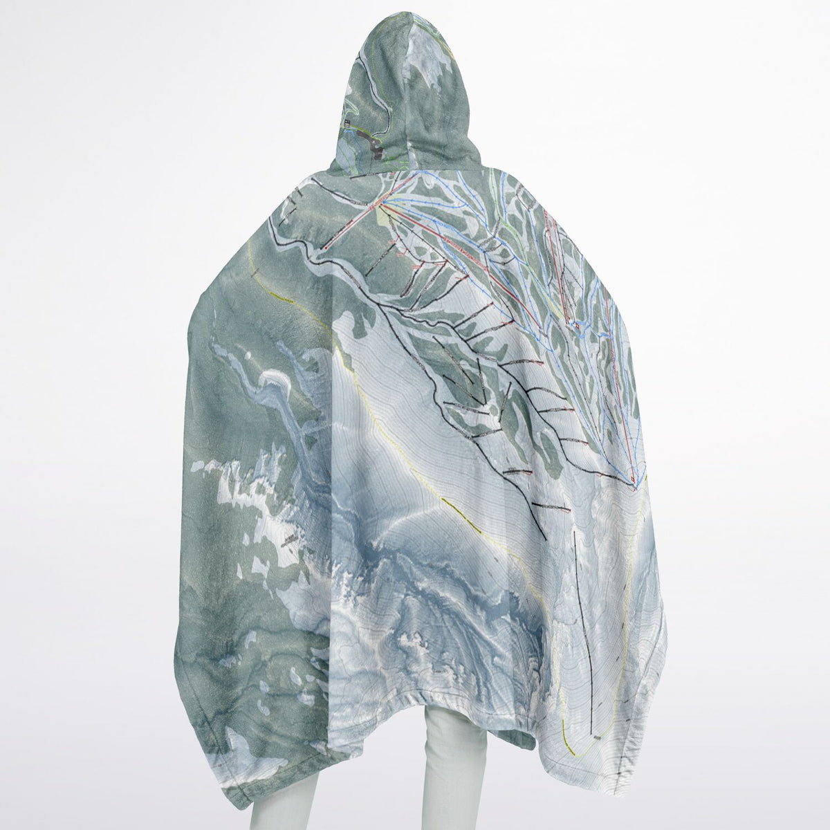 Mt Hood Meadows, Oregon Ski Resort Map Flannel Blanket Poncho
