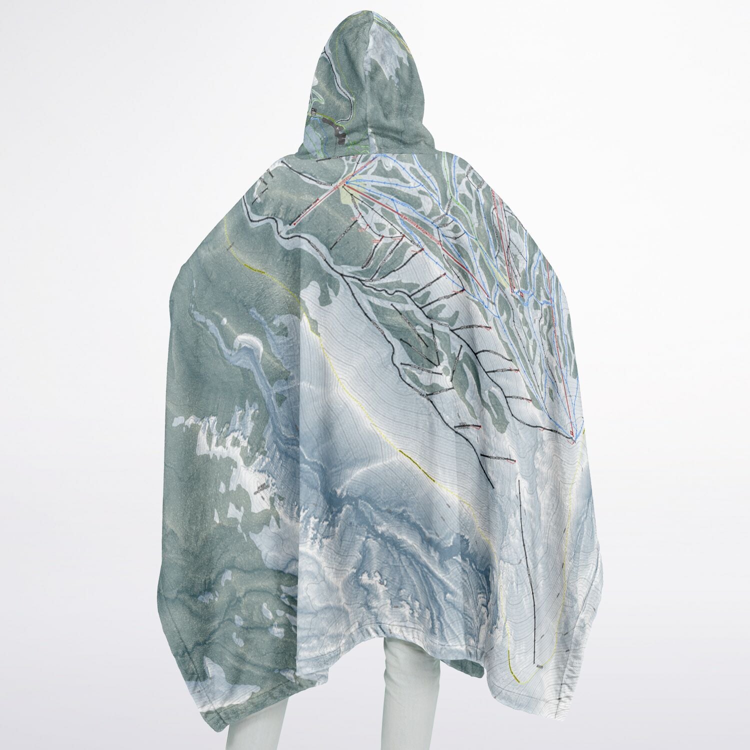 Mt Hood Meadows, Oregon Ski Resort Map Flannel Blanket Poncho
