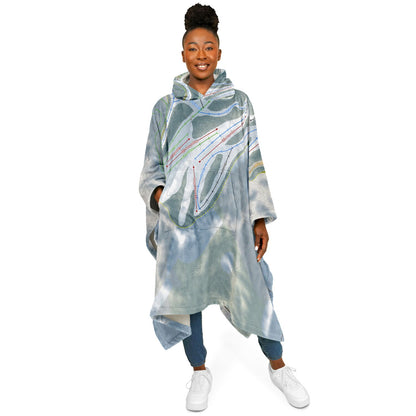 Hickory Hills, Michigan Ski Resort Map Flannel Blanket Poncho