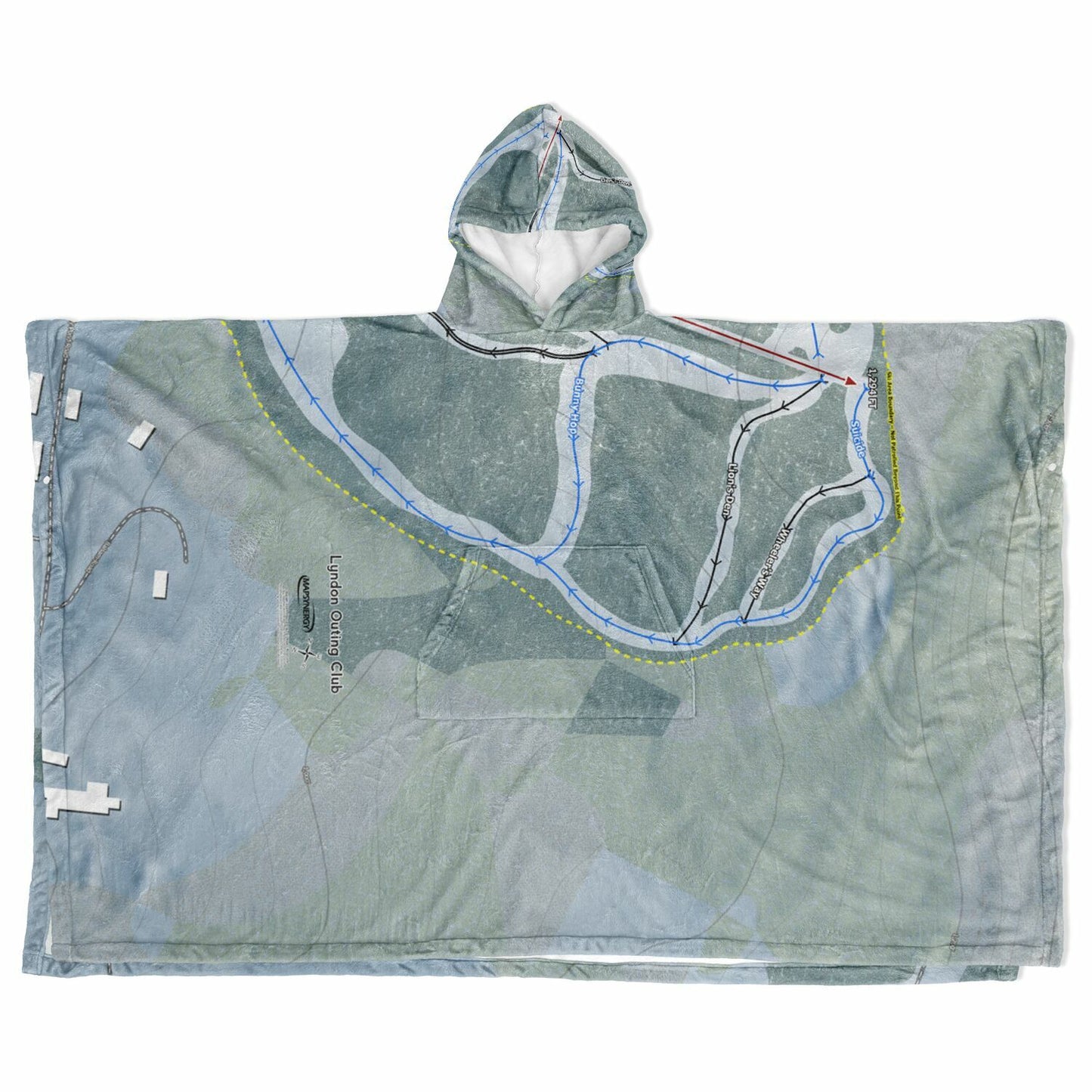 Lyndon Outing Club, Vermont Ski Resort Map Flannel Blanket Poncho