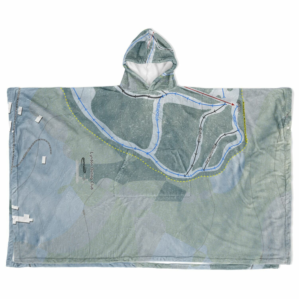 Lyndon Outing Club, Vermont Ski Resort Map Flannel Blanket Poncho