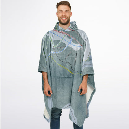 Meany Lodge, Washington Ski Resort Map Flannel Blanket Poncho
