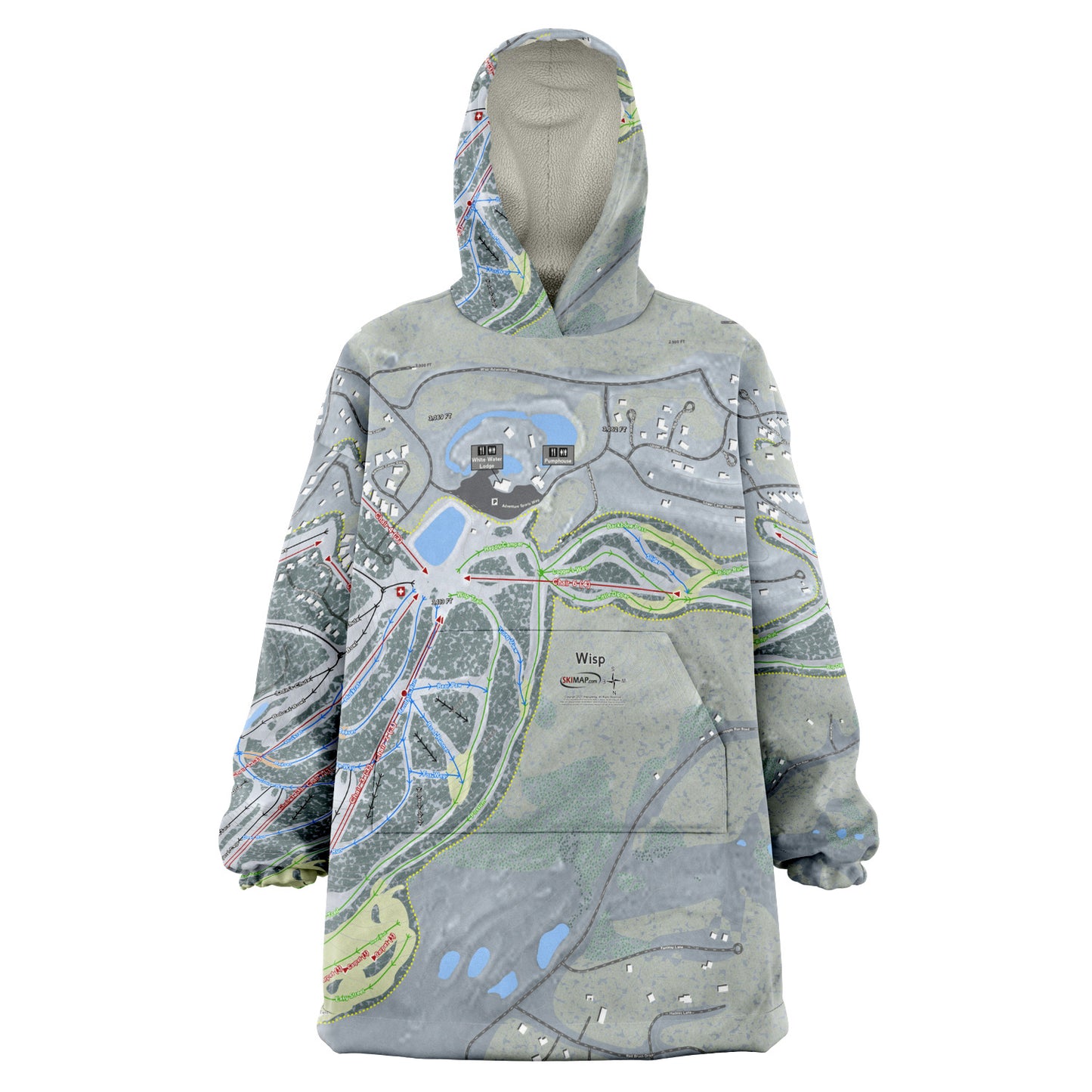 Wisp, Maryland Ski Trail Map - Snug Hoodie - Powderaddicts