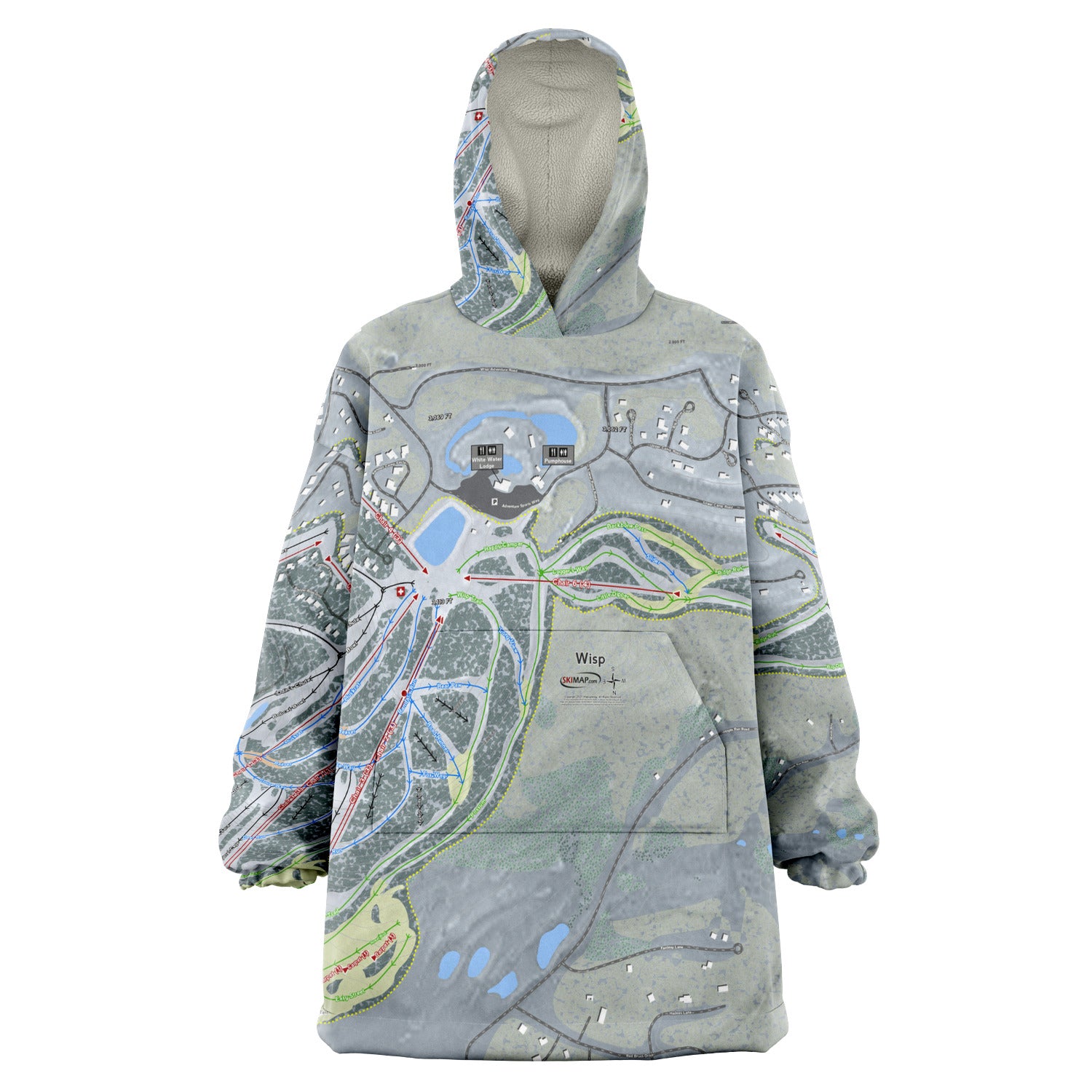 Wisp, Maryland Ski Trail Map - Snug Hoodie - Powderaddicts
