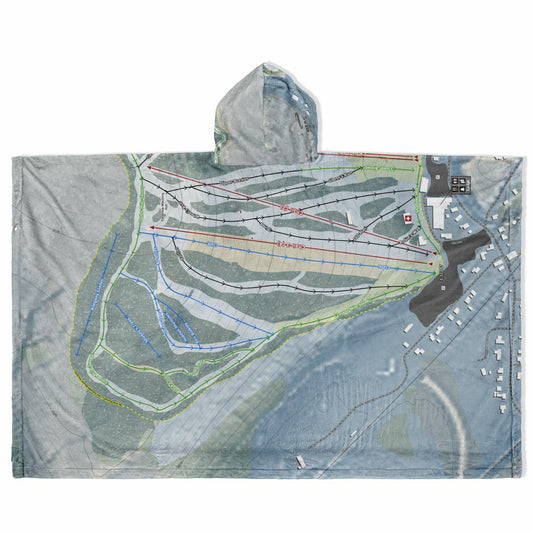 Swain, New York Ski Resort Map Flannel Blanket Poncho
