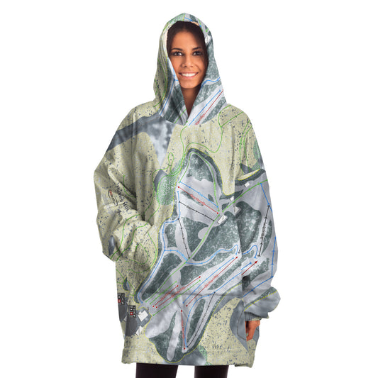 Hickory Hills, Michigan Ski Trail Map Snug Hoodie - Powderaddicts