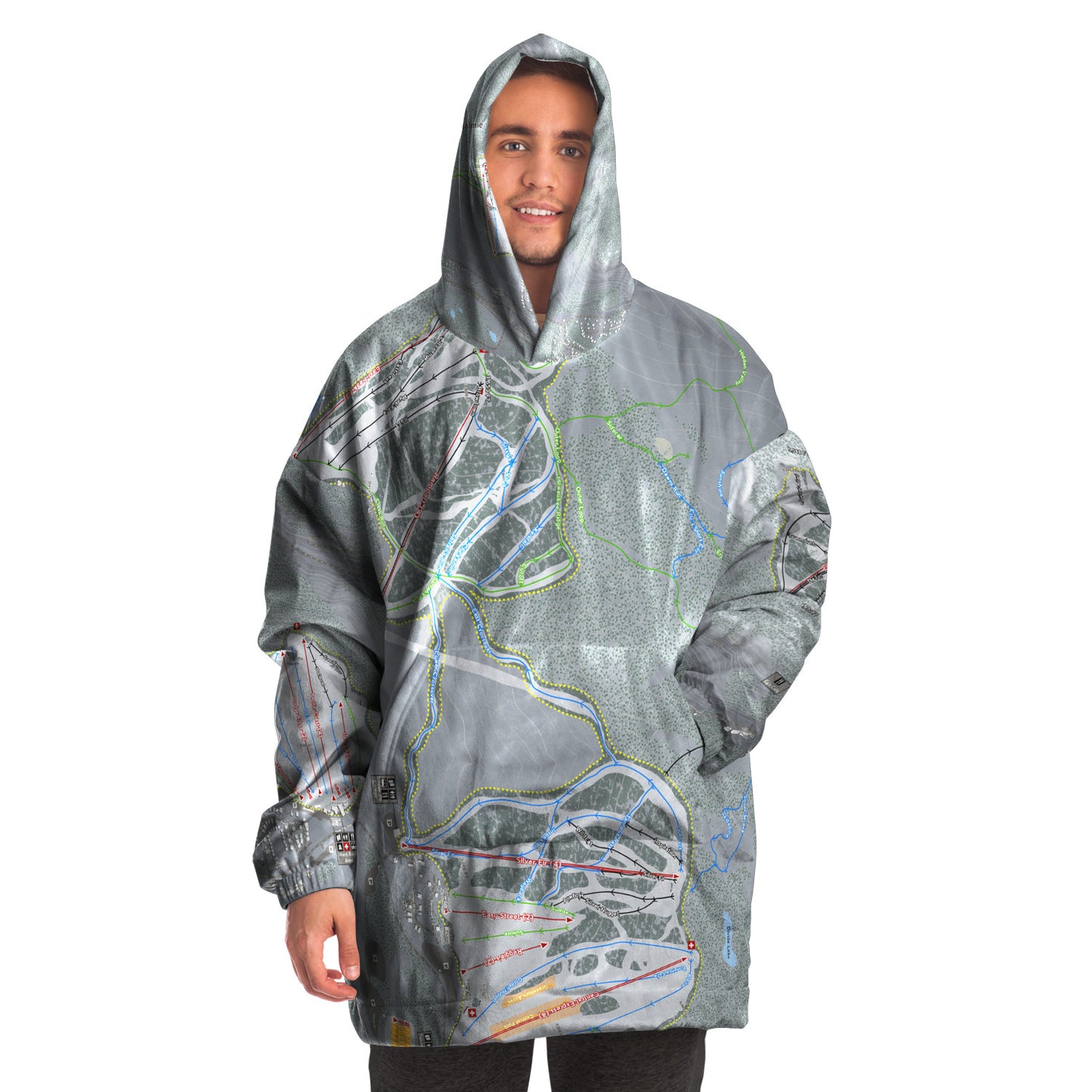 Summit At Snoqualmie, Washington Ski Trail Map - Snug Hoodie - Powderaddicts