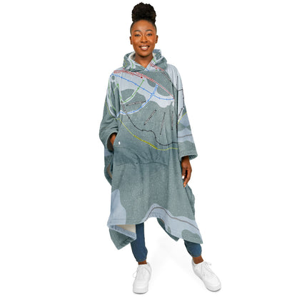 Meany Lodge, Washington Ski Resort Map Flannel Blanket Poncho