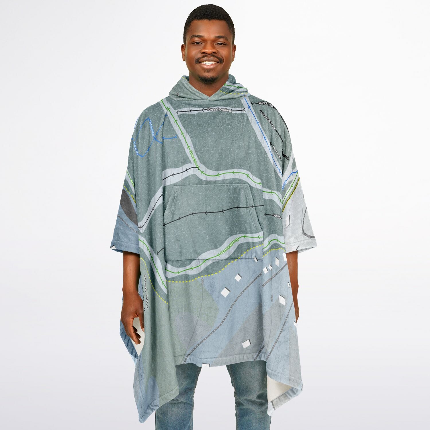 Mont Alta, Quebec Ski Resort Map Flannel Blanket Poncho