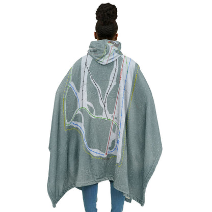 Bear Canyon, Montana Ski Resort Map Flannel Blanket Poncho