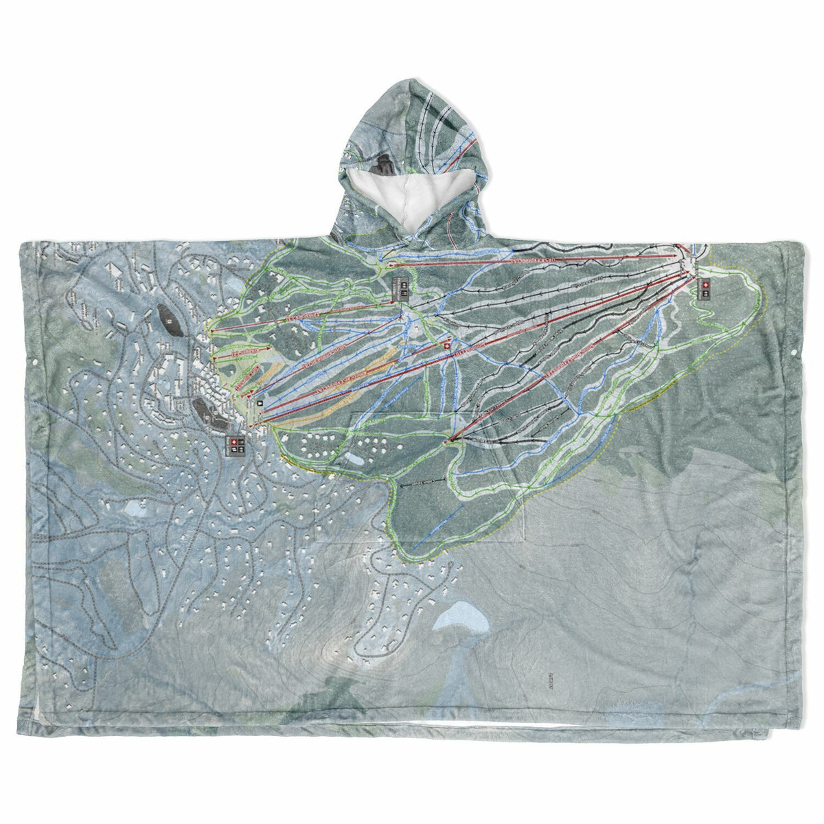 Stratton Mountain, Vermont Ski Resort Map Flannel Blanket Poncho