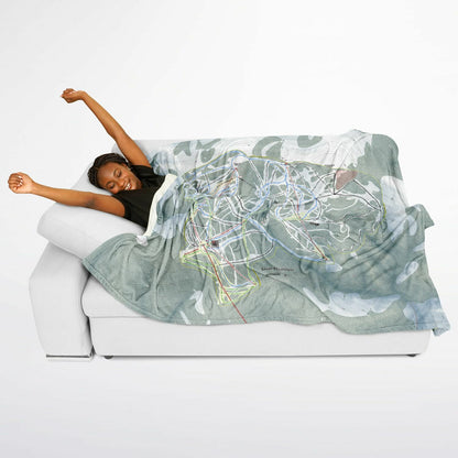 Silver Mountain, Idaho Ski Resort Map Flannel Blanket Poncho