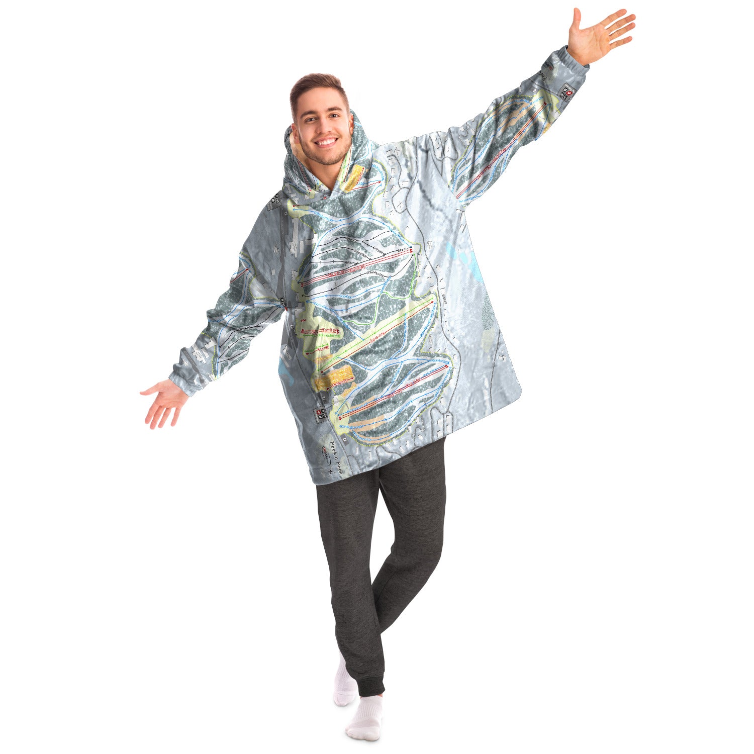 Peek'n Peak, New York Ski Trail Map Snug Hoodie
