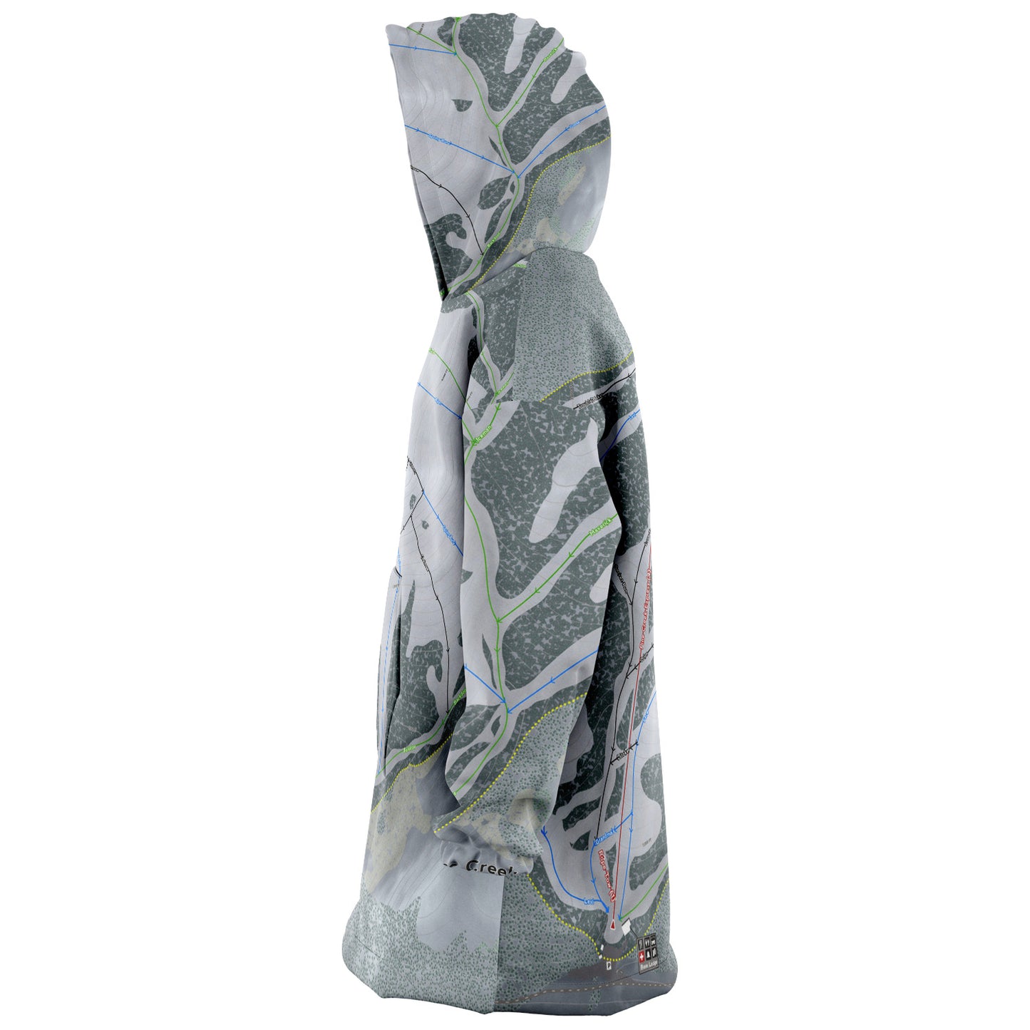 Pine Creek, Wyoming Ski Trail Map Snug Hoodie - Powderaddicts