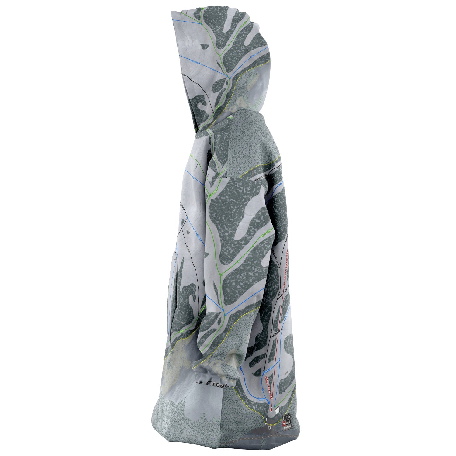 Pine Creek, Wyoming Ski Trail Map Snug Hoodie - Powderaddicts