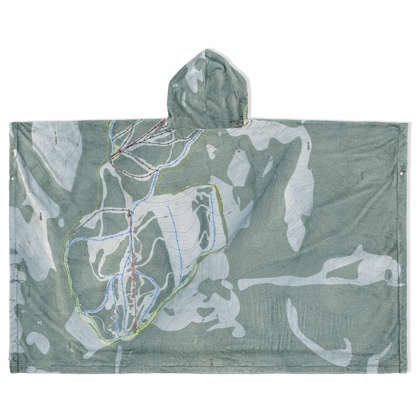 Discovery, Montana Ski Resort Map Flannel Blanket Poncho