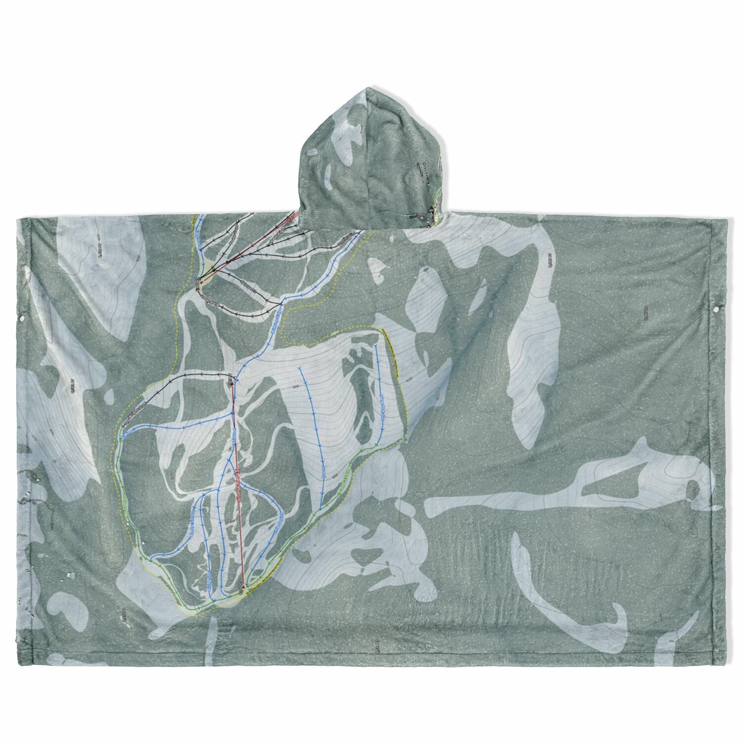 Discovery, Montana Ski Resort Map Flannel Blanket Poncho