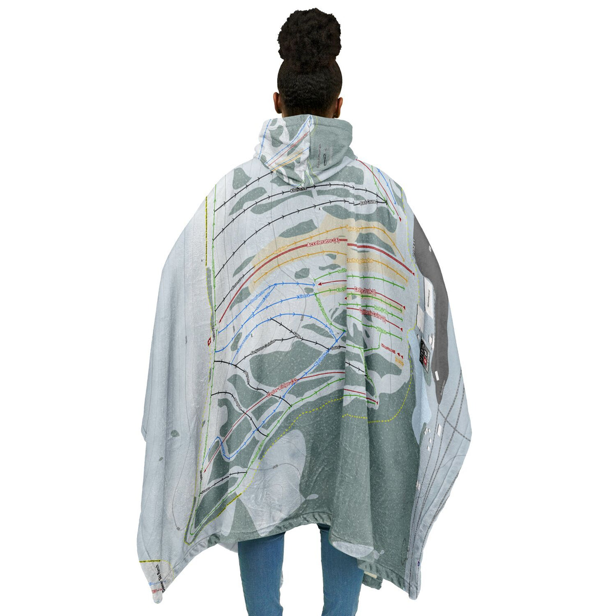 Boreal Mountain, California Ski Resort Map Flannel Blanket Poncho