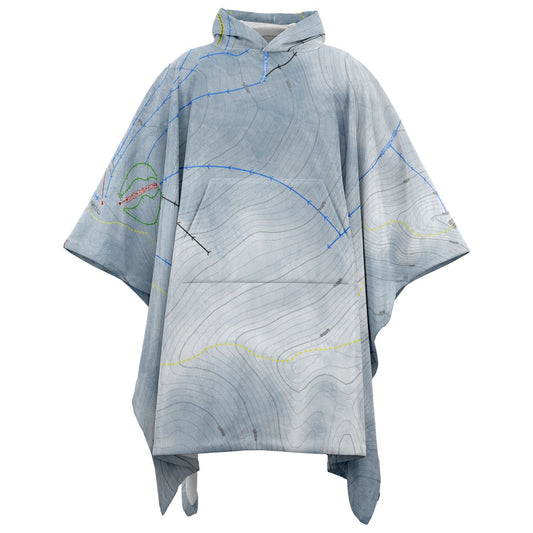 Temple Basin, New Zealand Ski Resort Map Flannel Blanket Poncho - Powderaddicts